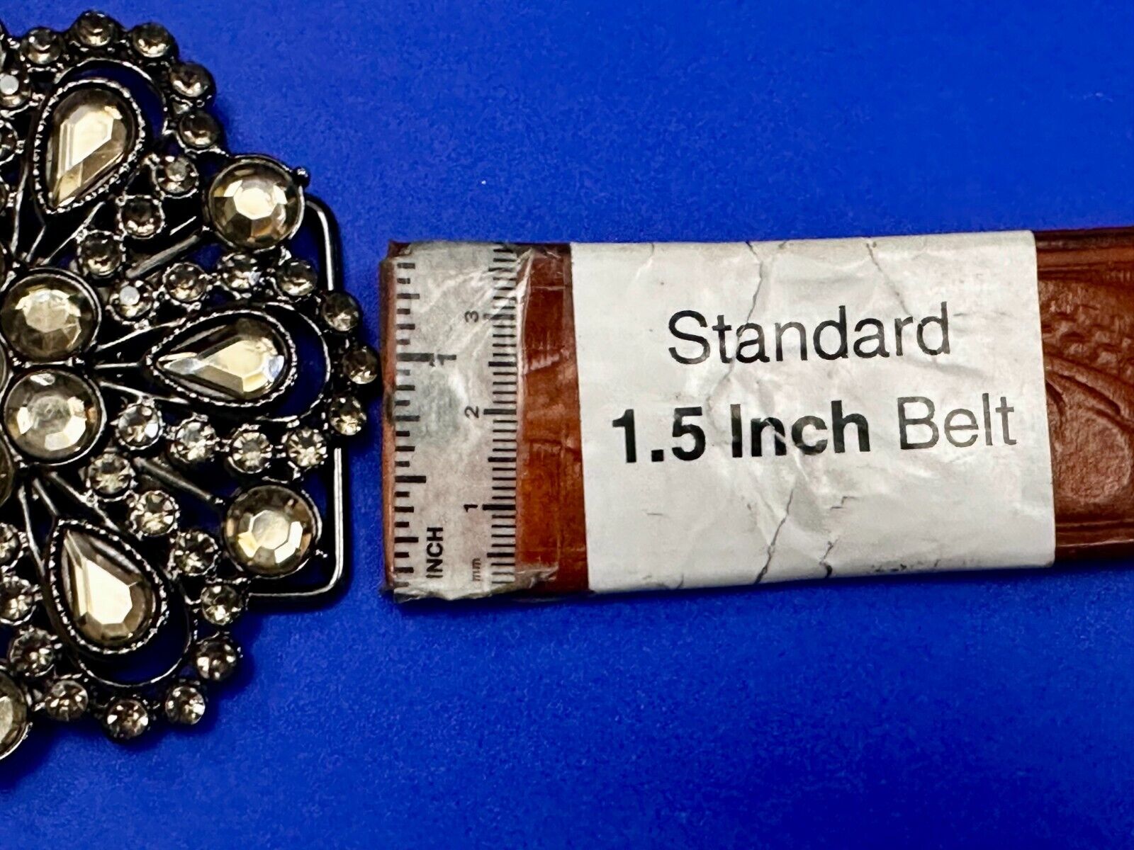 Victorian Style Clear Rhinestone Flower Burst Vintage Silver Tone Belt Buckle