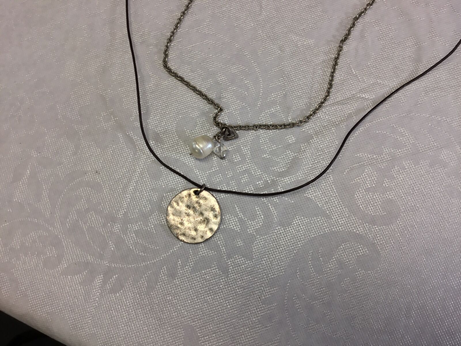 Aeo Double Strand Faux Pearl - Silver Tone Pendant Necklace American Eagle 
