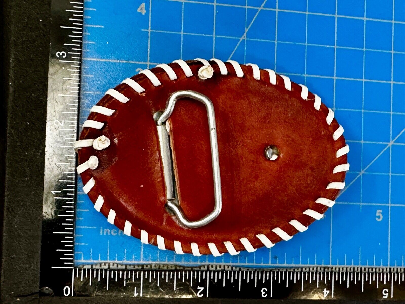 Artisan Leather Deer hand stitched large Vintage Belt Buckle