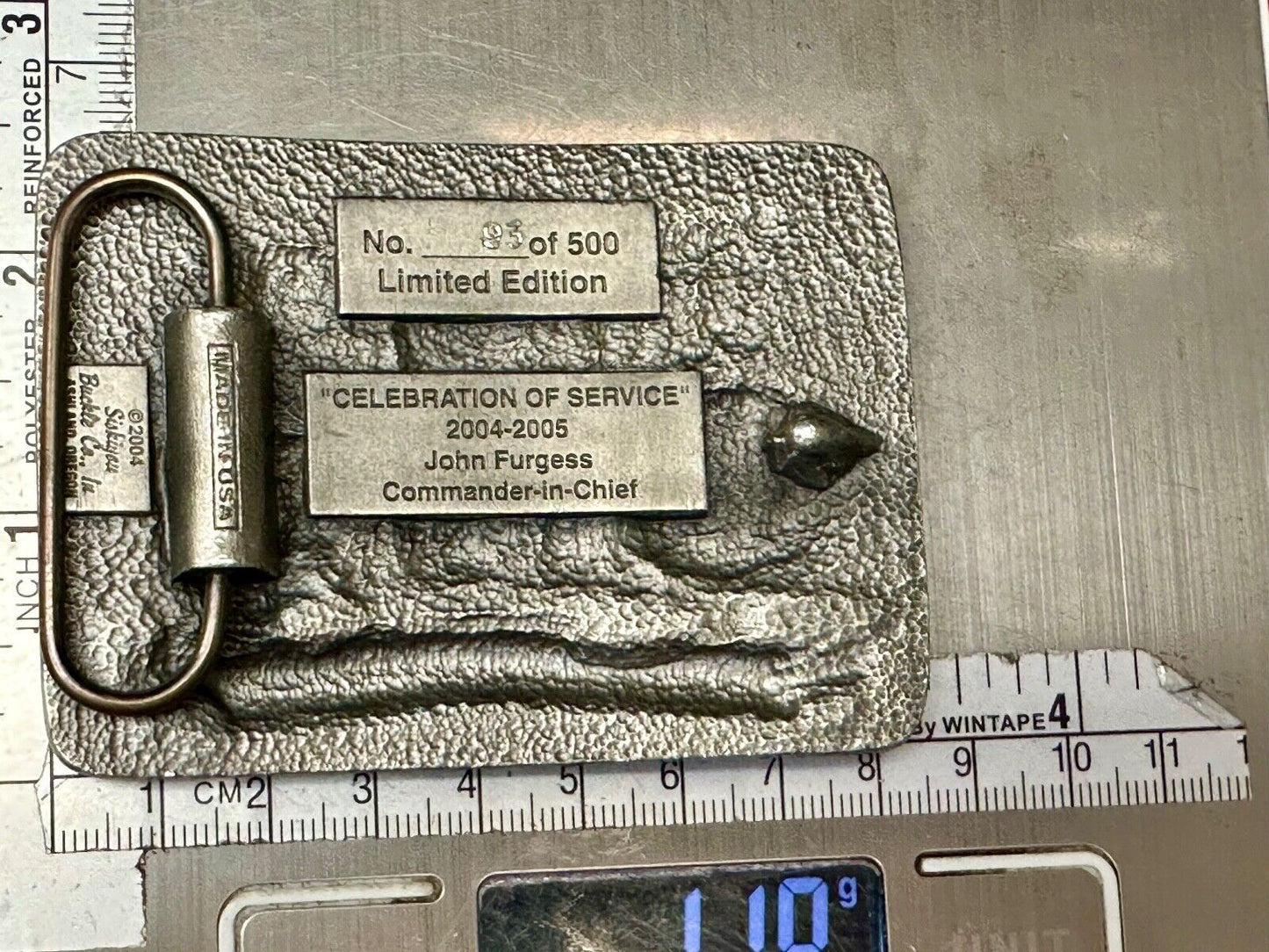 Veterans of foreign wars Celebration of Service Vintage Belt Buckle  1899 - 2005