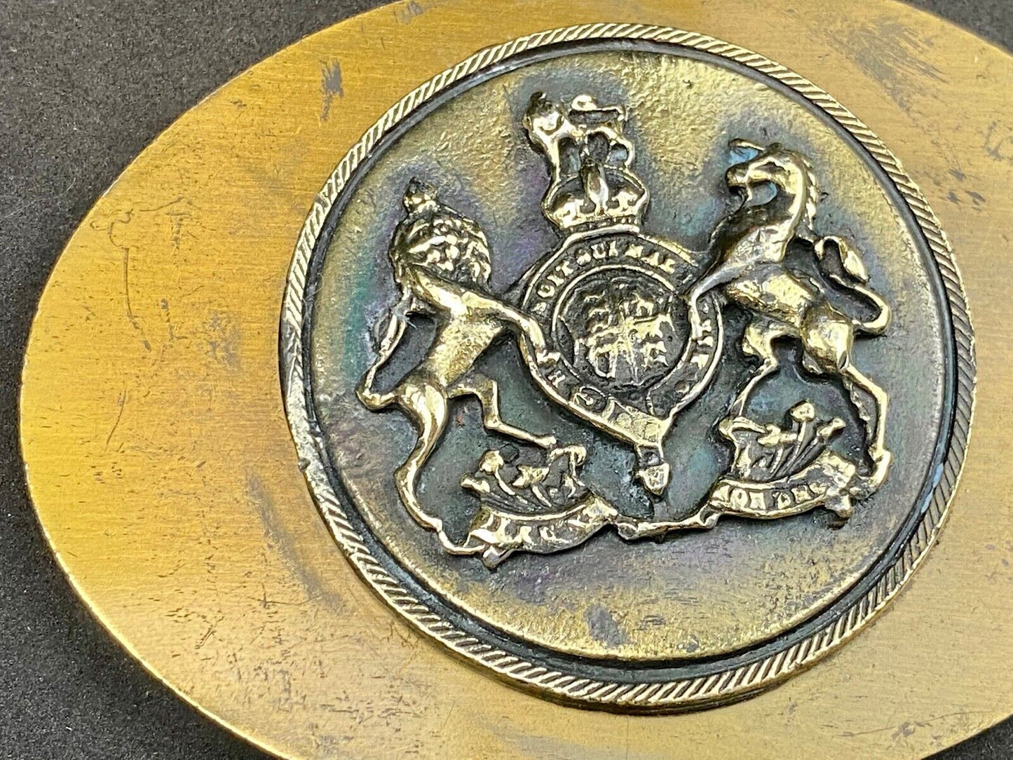 Unknown to me - family crest? Wild horses belt buckle 