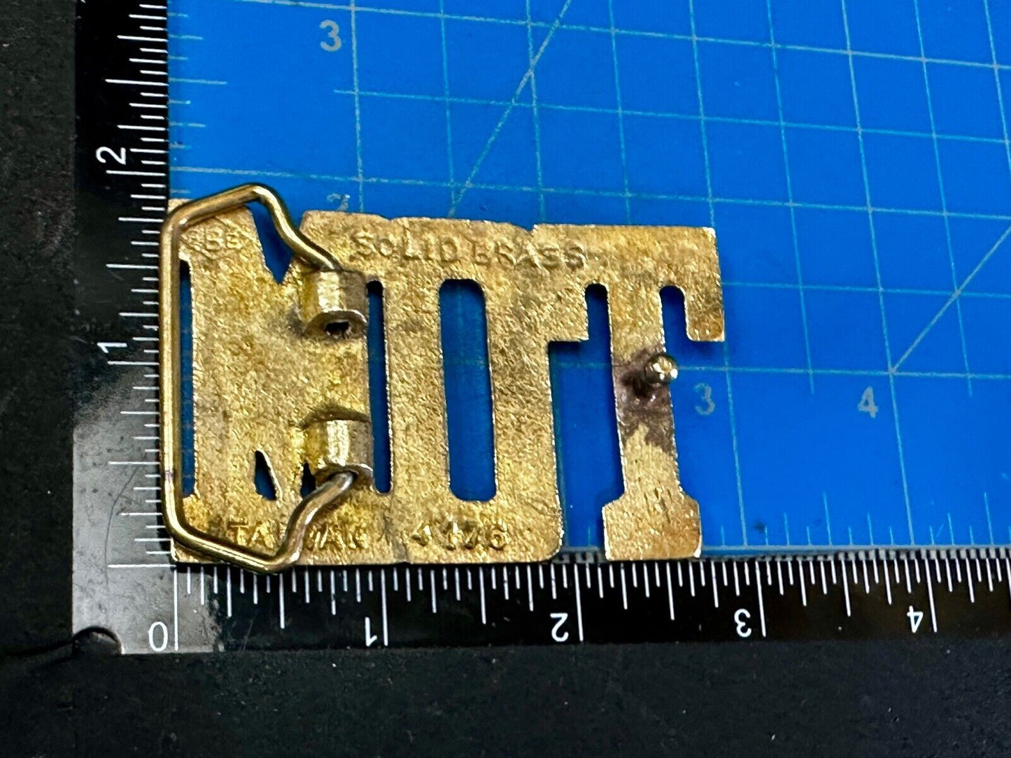 TOM - Custom Name cutout block letters Solid Brass Belt Buckle by Baron