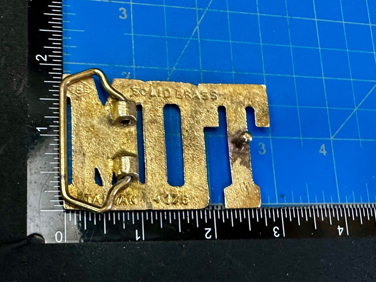 TOM - Custom Name cutout block letters Solid Brass Belt Buckle by Baron