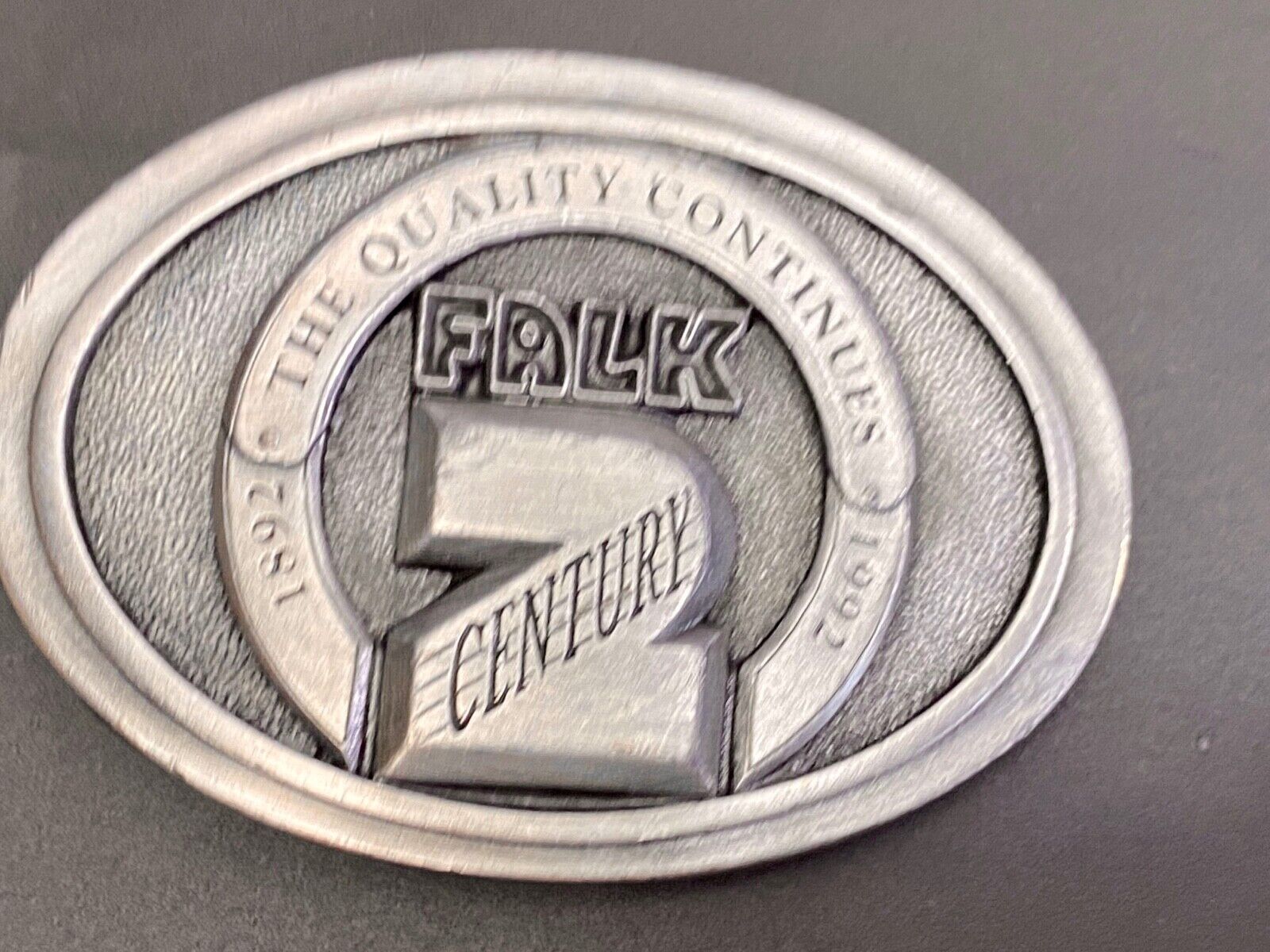 Vintage 1992 Falk Company, 2 Centuries, The Quality Continues Belt Buckle   #16 
