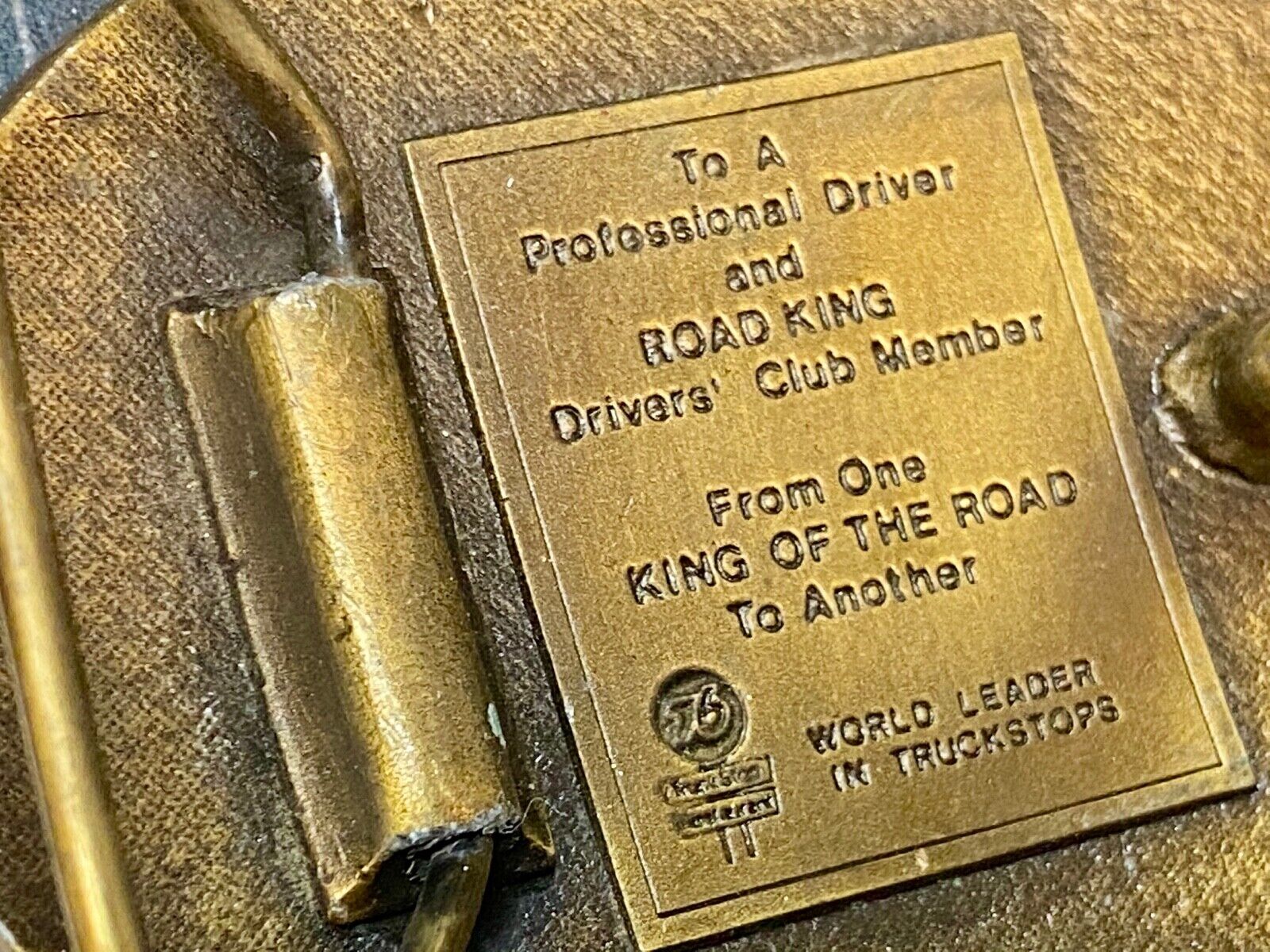 To a Professional Driver - ROAD KING, lions head belt buckle Philips 76 station