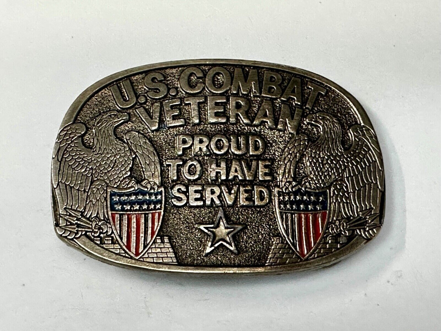 US Combat Veteran - Proud to have served our country Vintage Belt Buckle