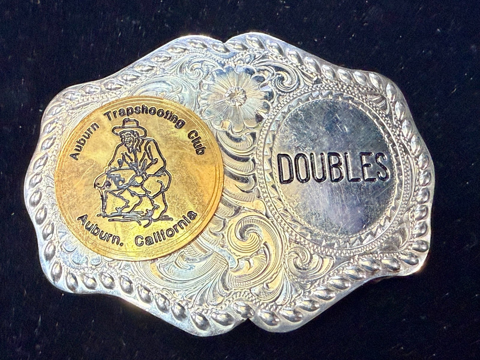 Auburn Trapshooting Auburn California Doubles Trophy Champion Awards Belt Buckle