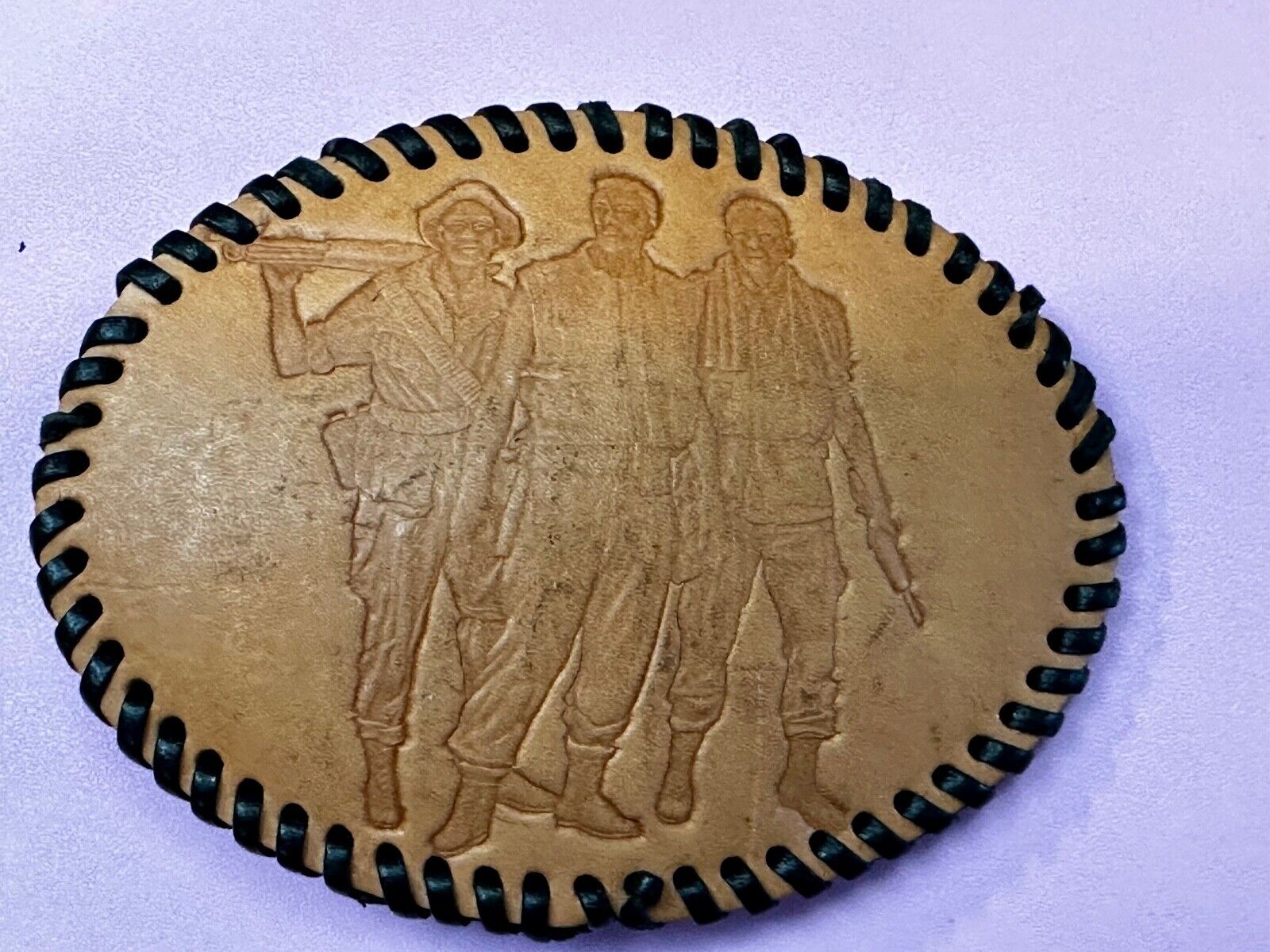 Three Soldiers Statue Vietnam War Memorial Leather Washington DC Belt Buckle