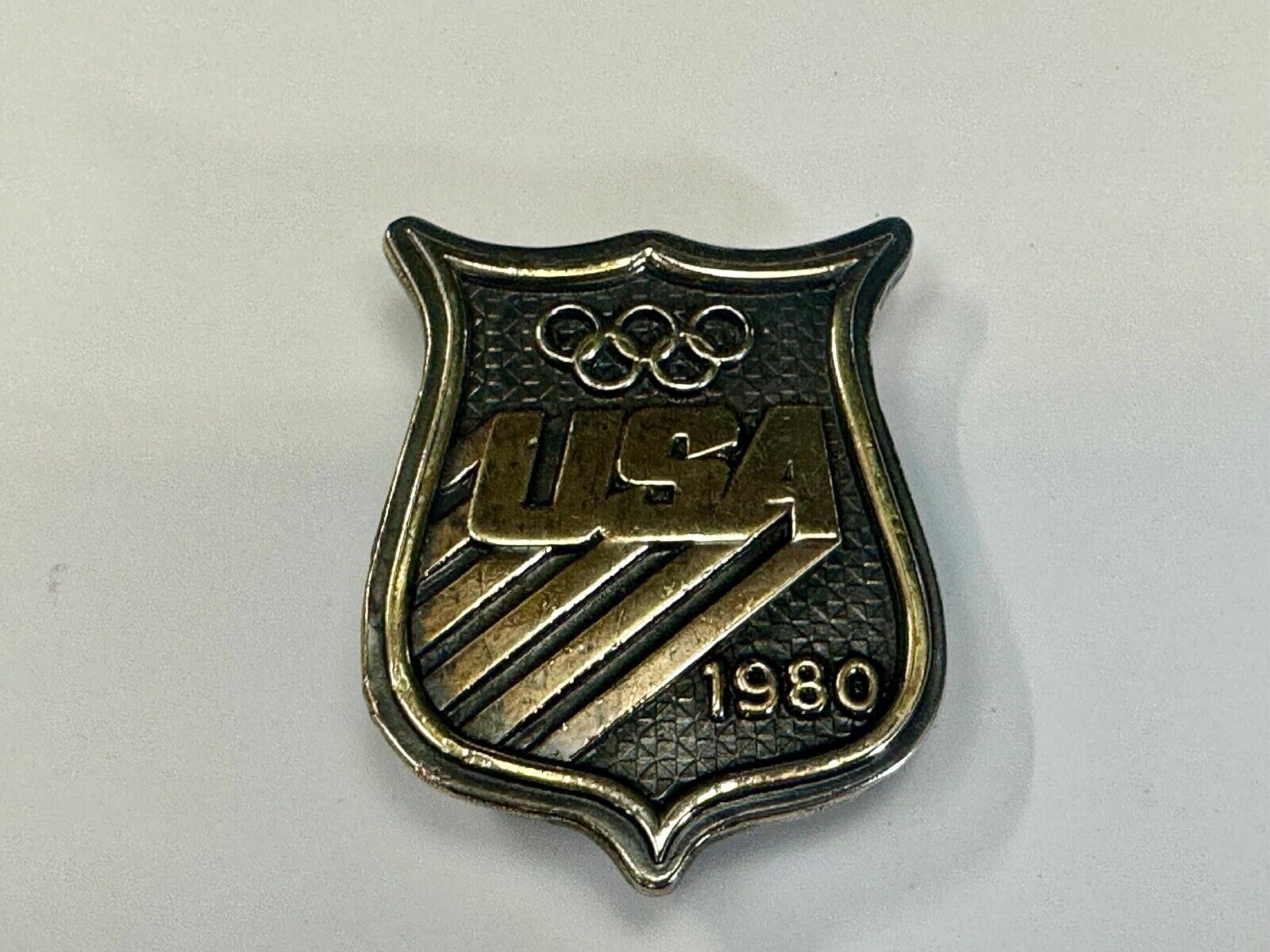 Vintage 1980 USA Olympic Teams Badge Shaped Bergamot belt buckle