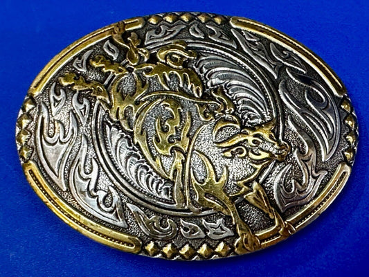 Abstract Rodeo Bull Cow Steer Ornate Two Tone Western Belt Buckle by Crumrine