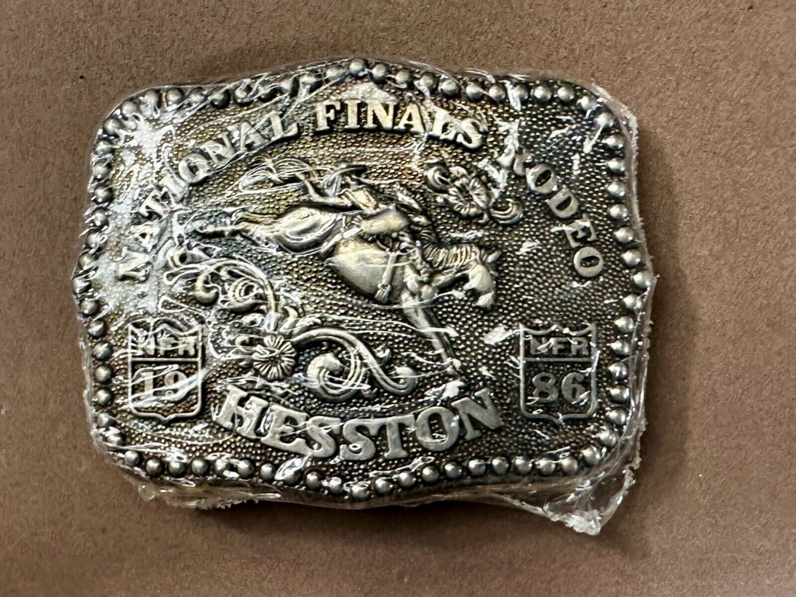 1986 Hesston National Finals Rodeo NFR Cowboys Youth Size NOS Belt Buckle