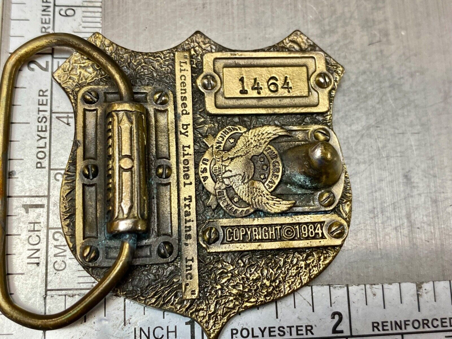 American Flyer Lines Train Locomotive Badge shaped great American belt buckle