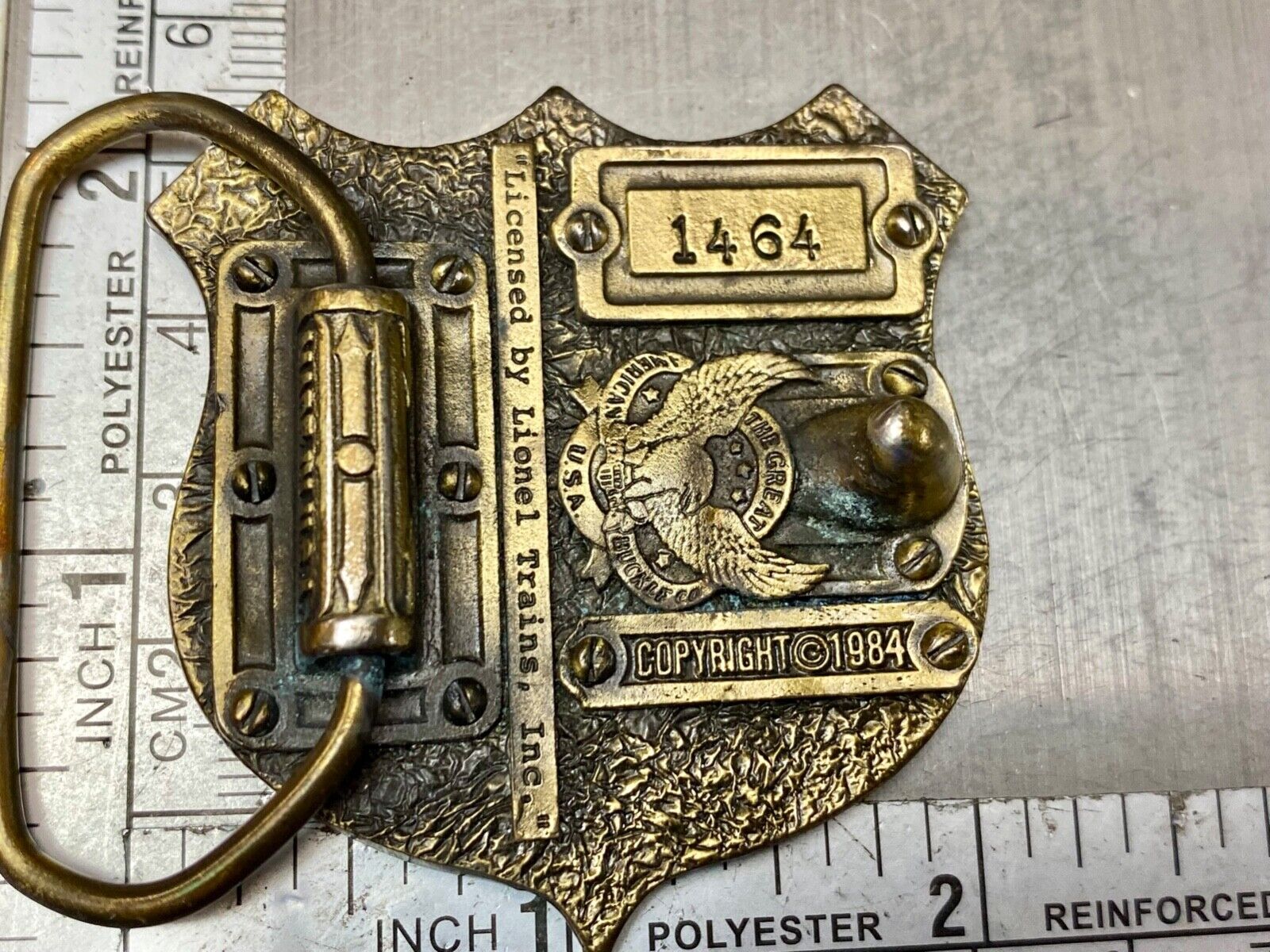 American Flyer Lines Train Locomotive Badge shaped great American belt buckle