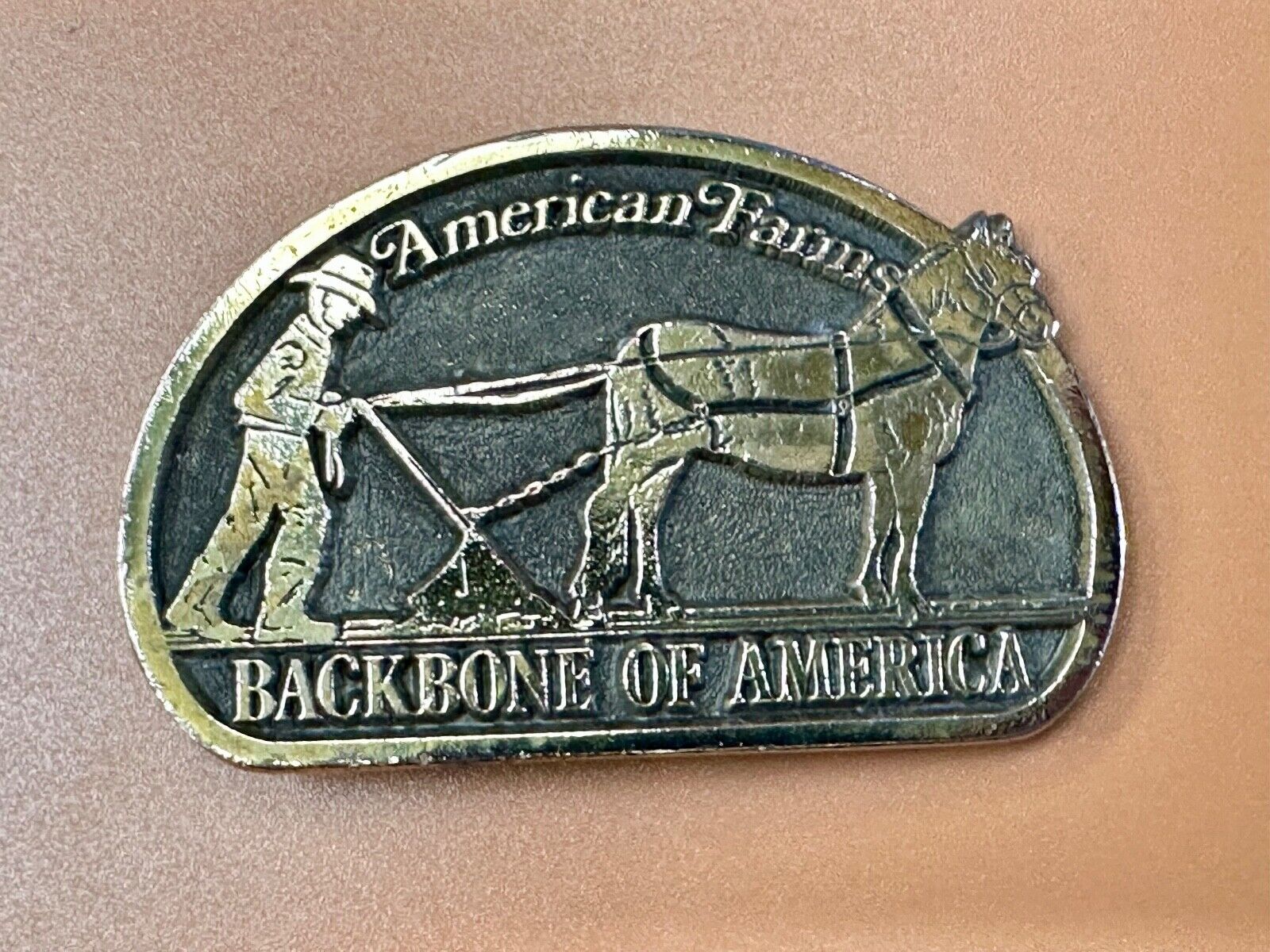 American Farm's, The Backbone of America - Patriotic Farm Theme Vtg. belt buckle