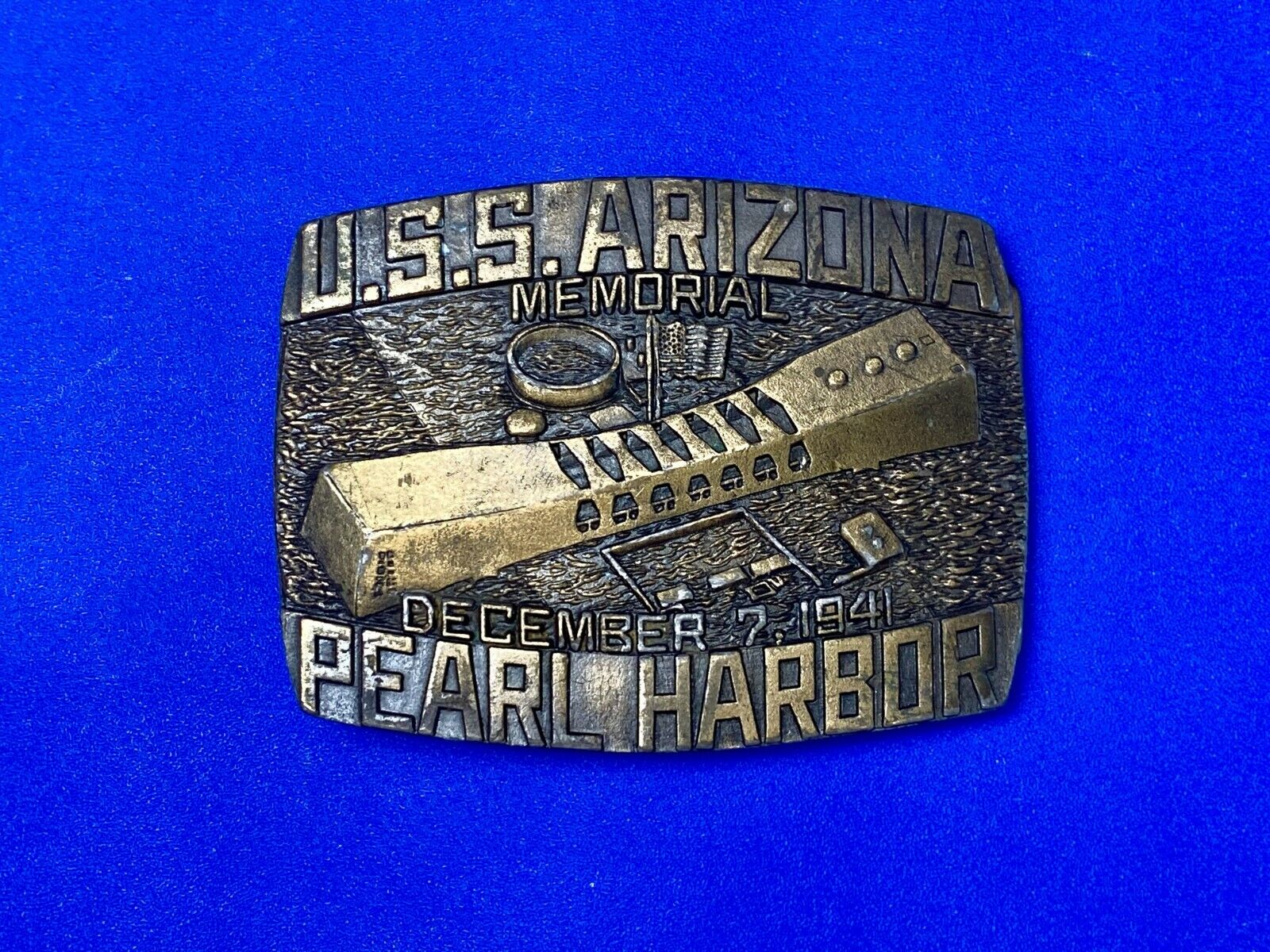 Uss Arizona Memorial Pearl Harbor Commemorative Belt Buckle Indiana Metal Craft
