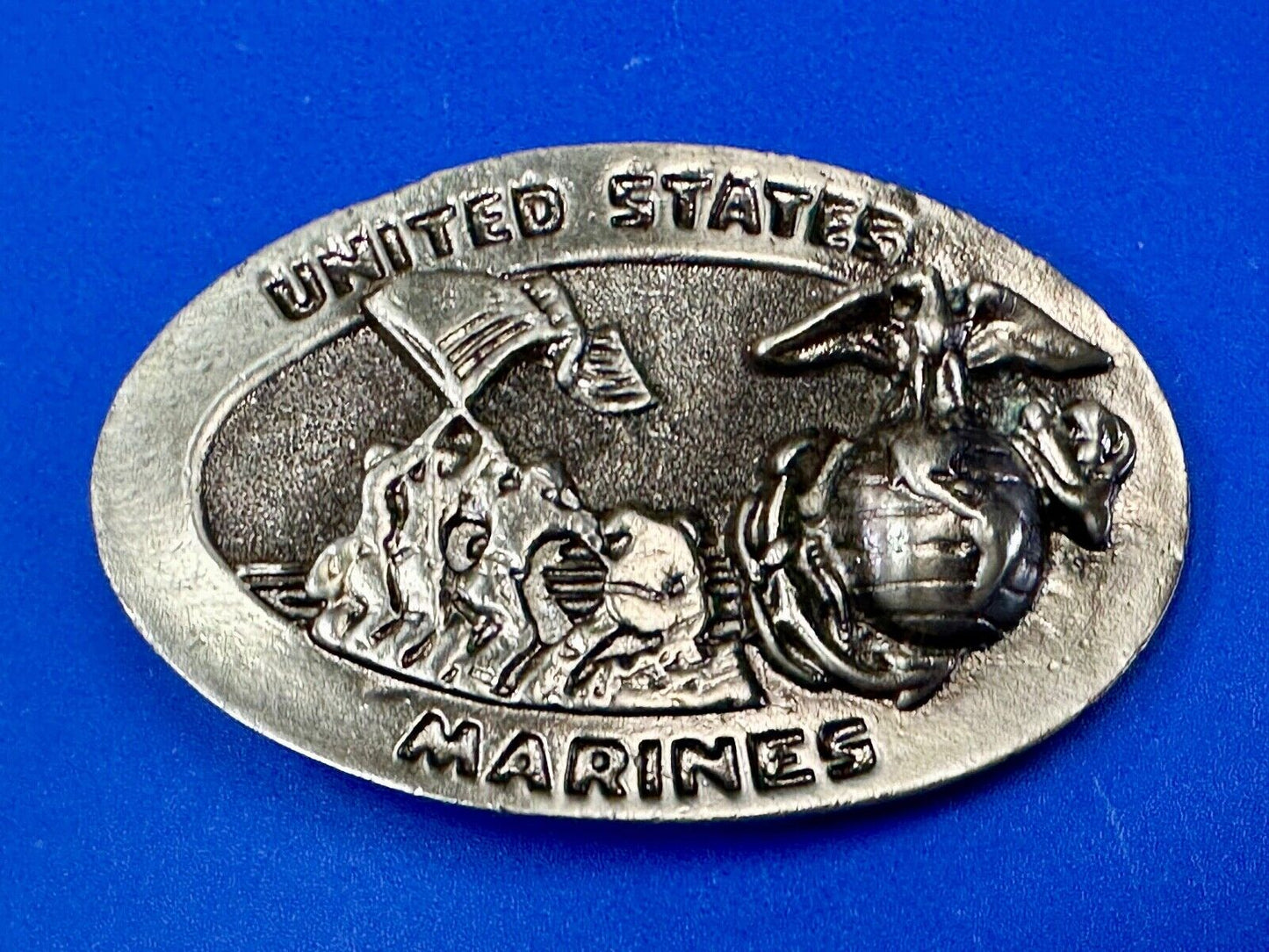 United States Marine's  Flag Memorial Eagle Anchor Emblem vintage belt buckle