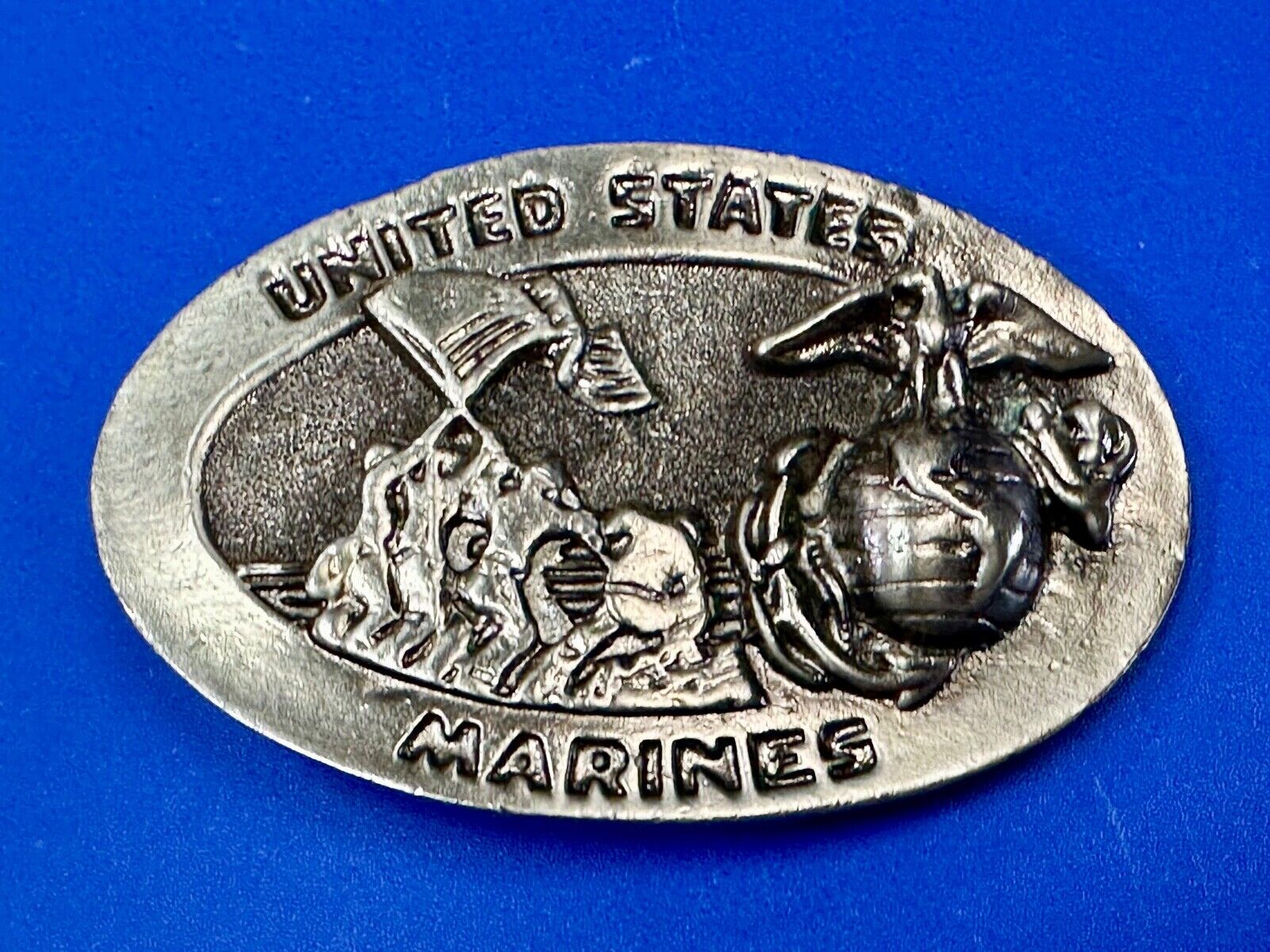 United States Marine's  Flag Memorial Eagle Anchor Emblem vintage belt buckle