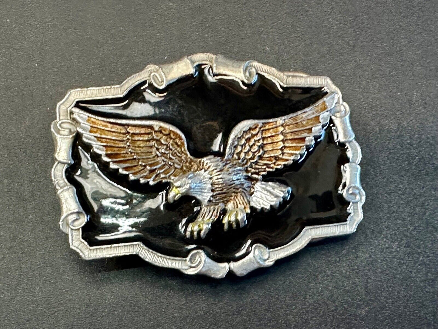 Vintage  Majestic Eagle western framed on black background belt buckle
