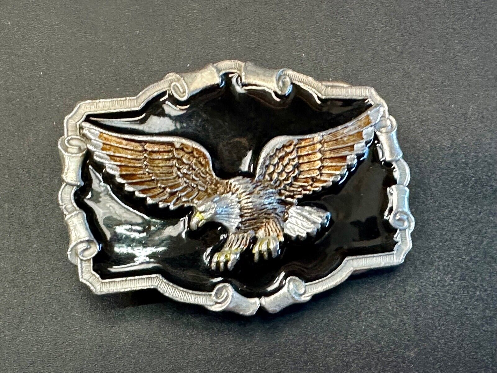 Vintage  Majestic Eagle western framed on black background belt buckle