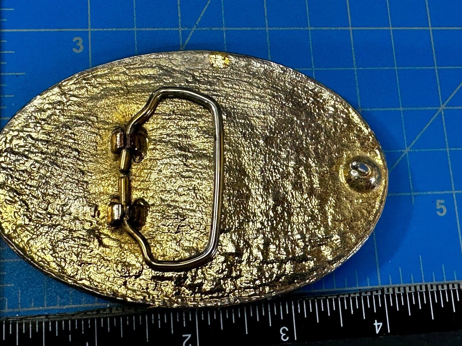3D Buffalo in wheat grass - Raised from gold tone Vintage Belt Buckle