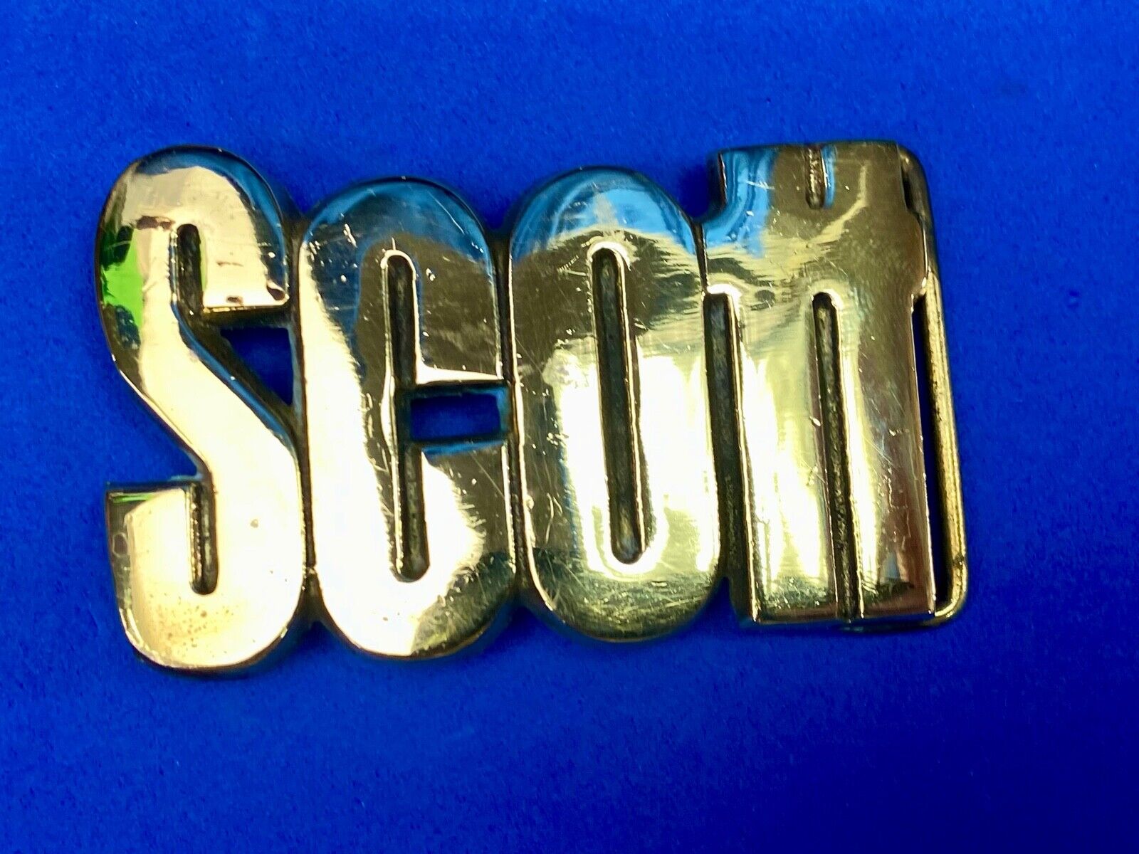 Vintage 70'S Baron Buckle Co    Scott     Cut-Out Name Belt Buckle - Solid Brass