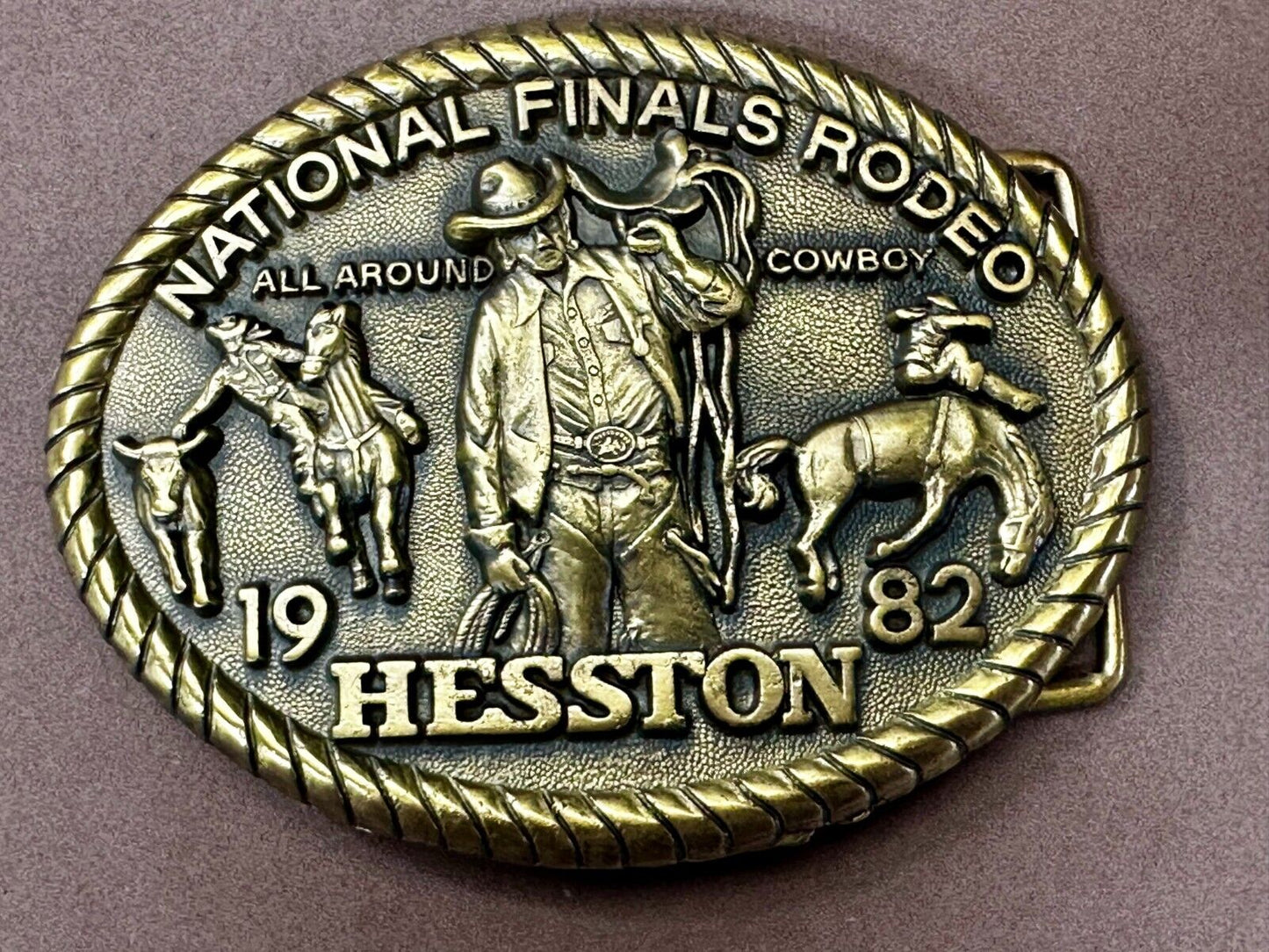 1982 Hesston National Finals Rodeo NFR Rodeo All Around Cowboy Belt Buckle