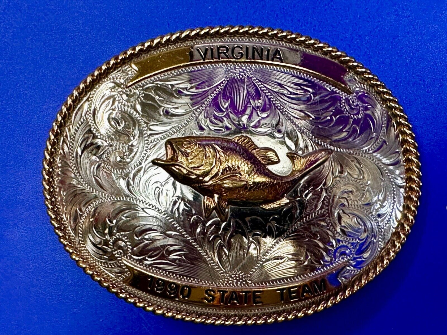 VA State Mr. Bass Fishing Clayton Lake Trophy Montana Silversmiths Belt Buckle