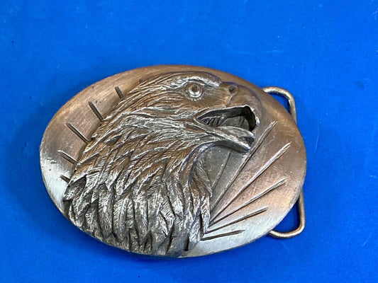Vintage 1987 Western Eagle Flying High Hunting Wings Wide Belt Buckle Siskiyou 