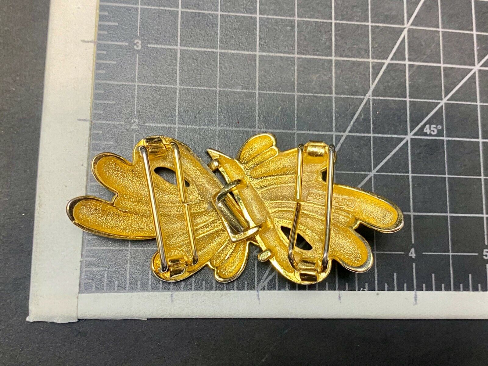 Two Piece Interlocking Gold Tone Wavey Knot Belt Buckle Signed Paquette