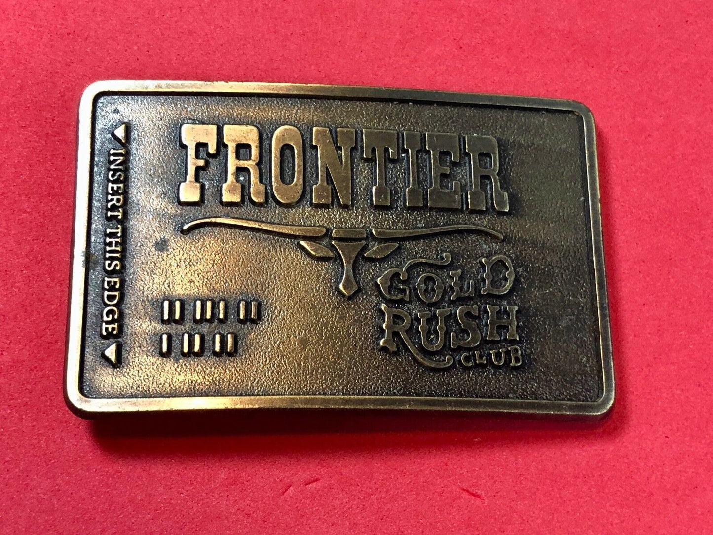 Vintage Frontier gold rush hotel and casino Las Vegas Advertising Belt Buckle 