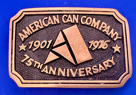 American Can Company 75th Anniversary 1901-1976 Solid Brass Heritage Belt Buckle