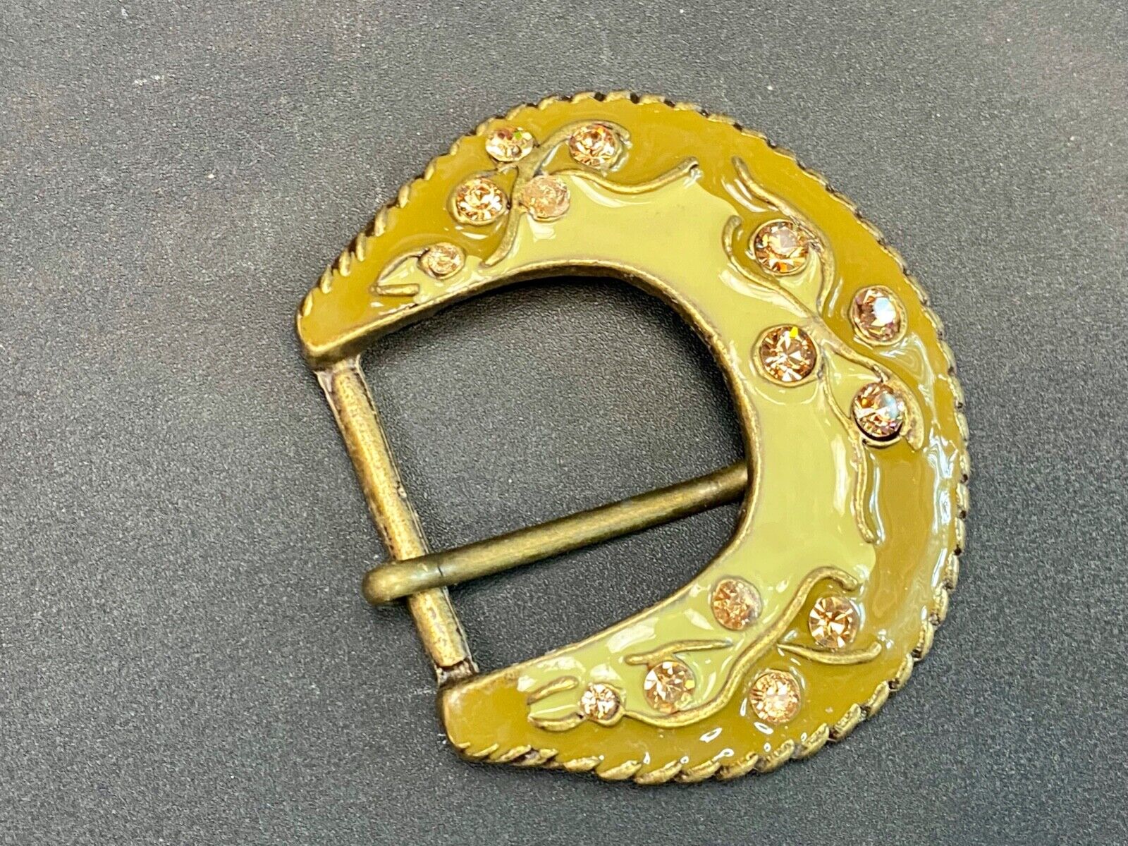 Unique Enameled Ranger Style Women's Rhinestone Accented Belt Buckle