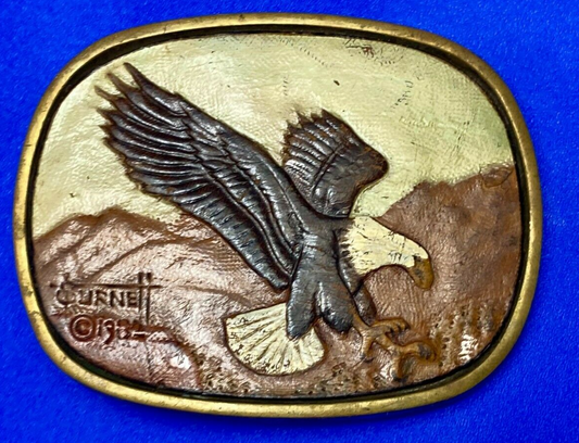 1982 Sufnet - American Bald Eagle Solid Brass Belt Buckle By Baron Brass Works