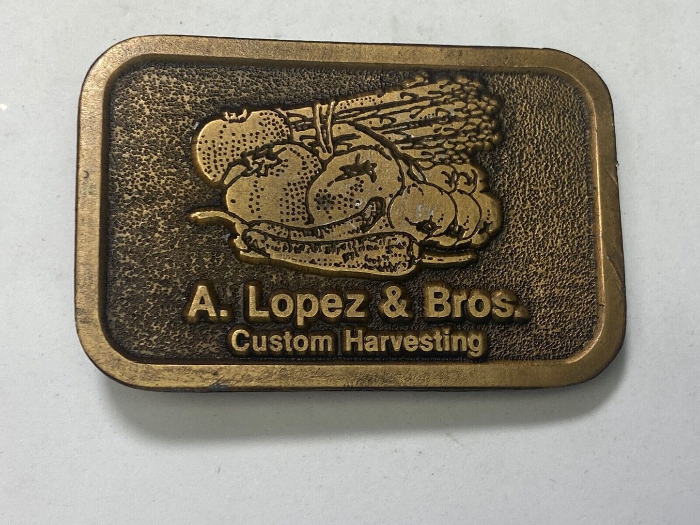 A Lopez And Bros - Custom Harvesting Farming Farm Agriculture Belt Buckle 