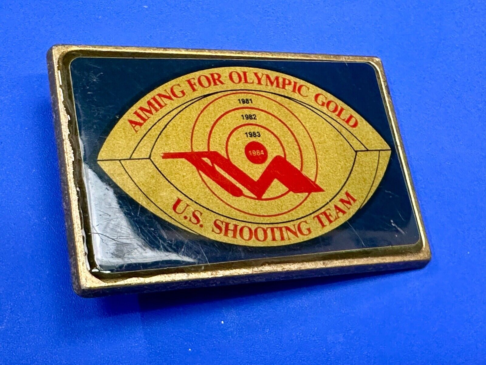 Aiming for Olympic gold - Los Angeles 1984 US shooting Team belt buckle