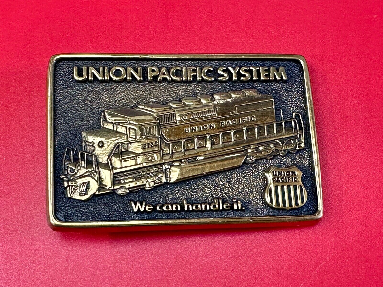 Union Pacific Railroad We can Handle it vintage Solid Brass Belt Buckle BTS