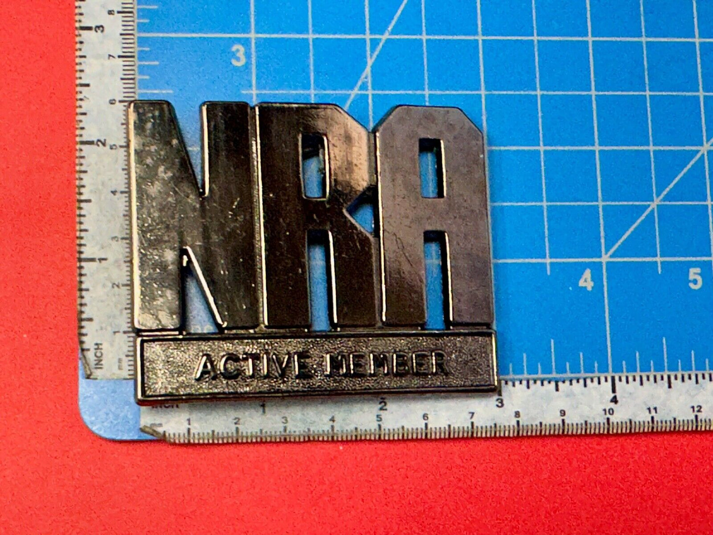 Vintage 1980's NRA Active Member Black Belt Buckle National Rifle Association