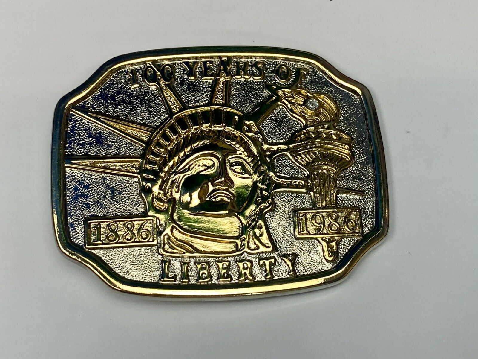 1886-1986 100 Years Of Liberty Statue Of Liberty Patriotic Belt Buckle