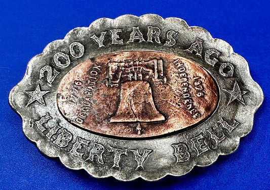 Usa Liberty Bell 200 Year Celebration Two Tone Patriotic Bergamot Belt Buckle