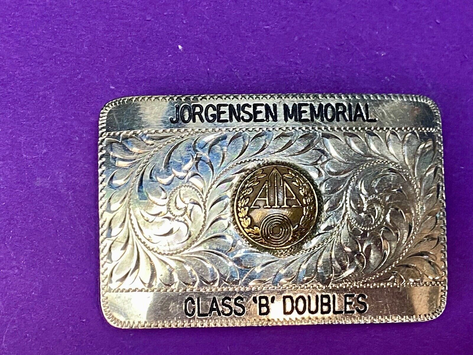 Ata Class B Doubles Trapshooting  Award Trophy Sterling Belt Buckle By Hake 