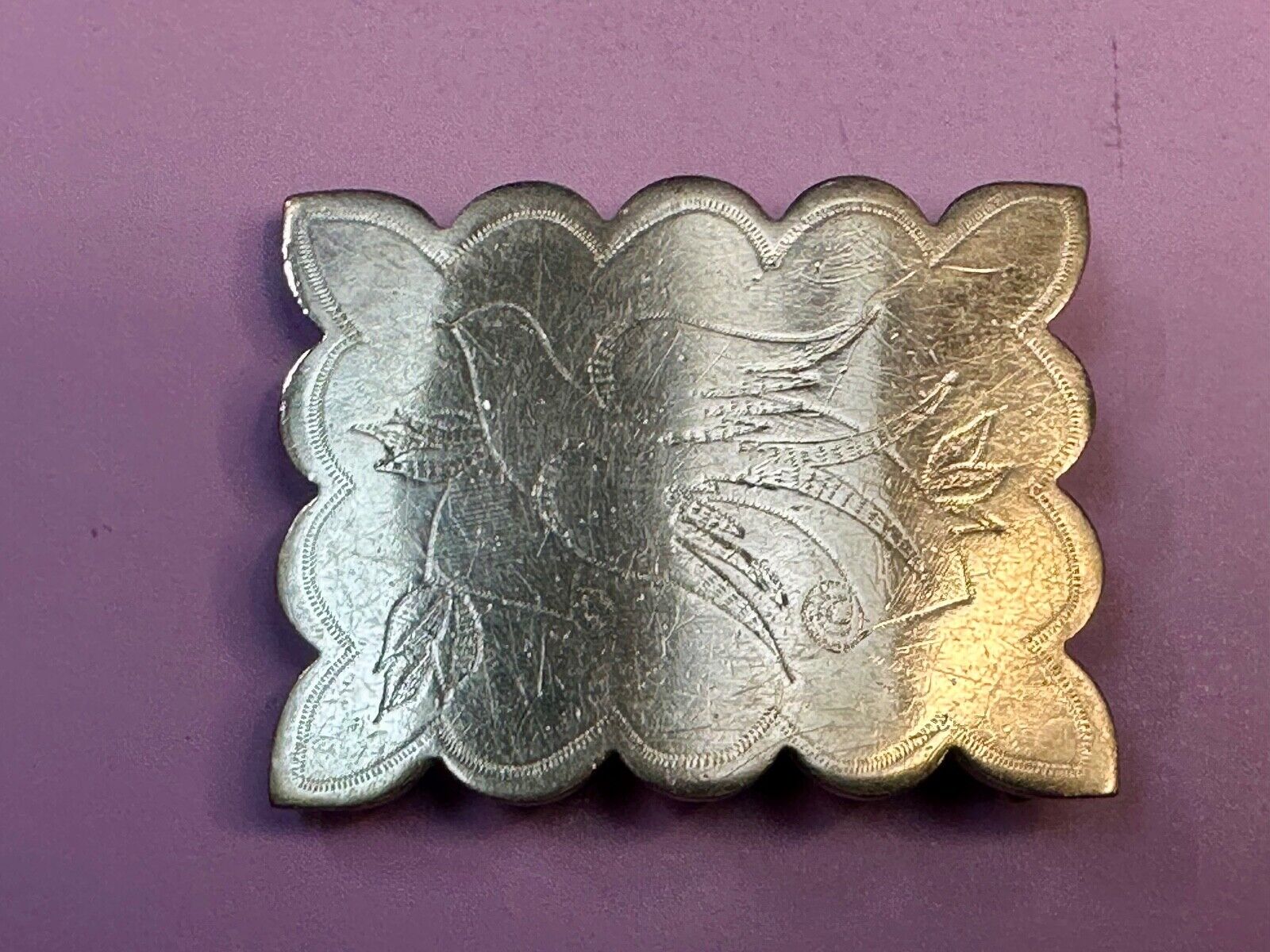 Vintage Dove Pattern Drawing Engraved in western Nickel Silver? belt buckle