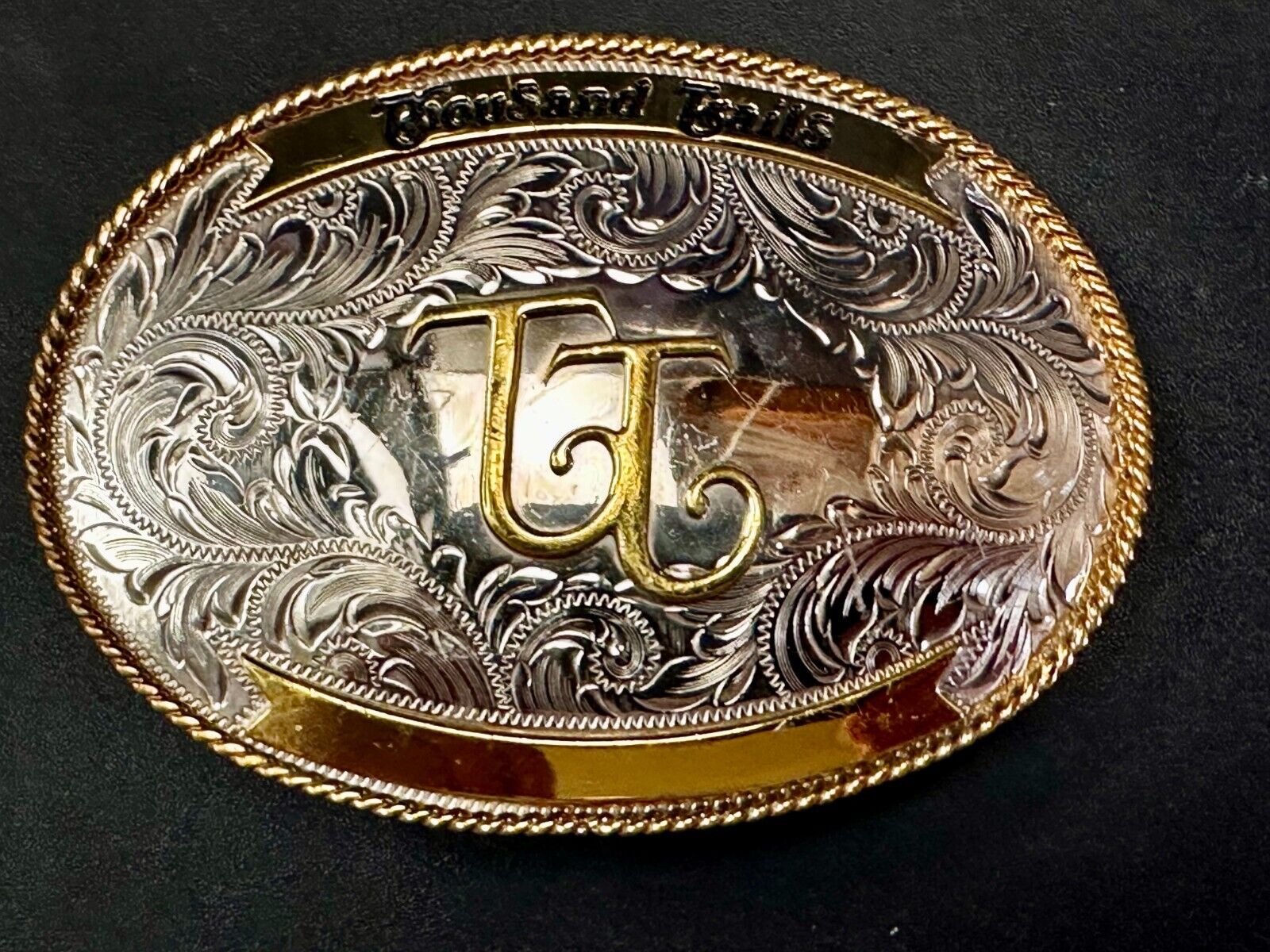 TT Thousand Trails Trophy Style Montana Silversmith Engravable Belt Buckle