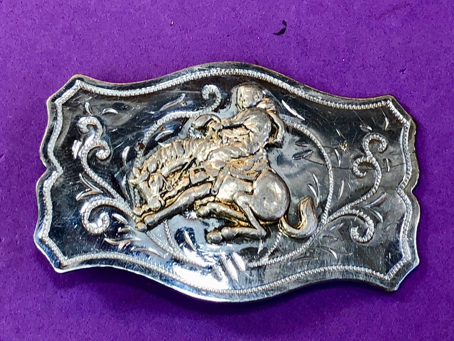 Vintage Horse Cowboy Saddle Bronc Buster Belt Buckle Made in Japan 