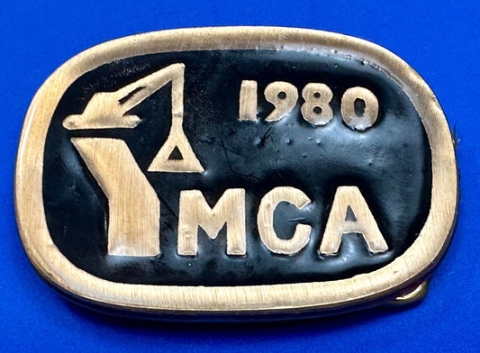 Vintage 1980 MCA crane Construction Street Heavy Equipment belt buckle