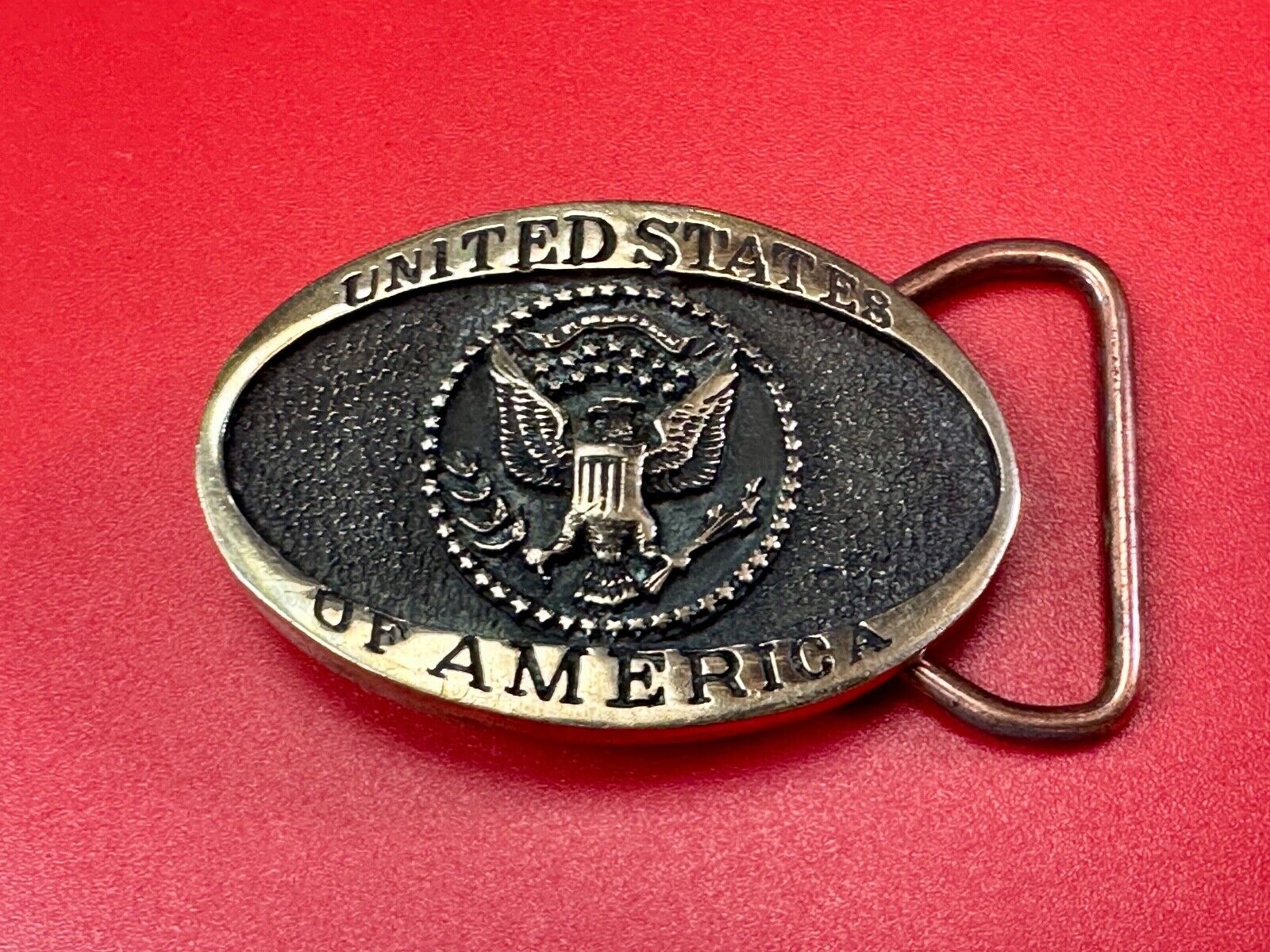 United States Of America USA Emblem, Seal Small Brass Heritage Mint Belt Buckle