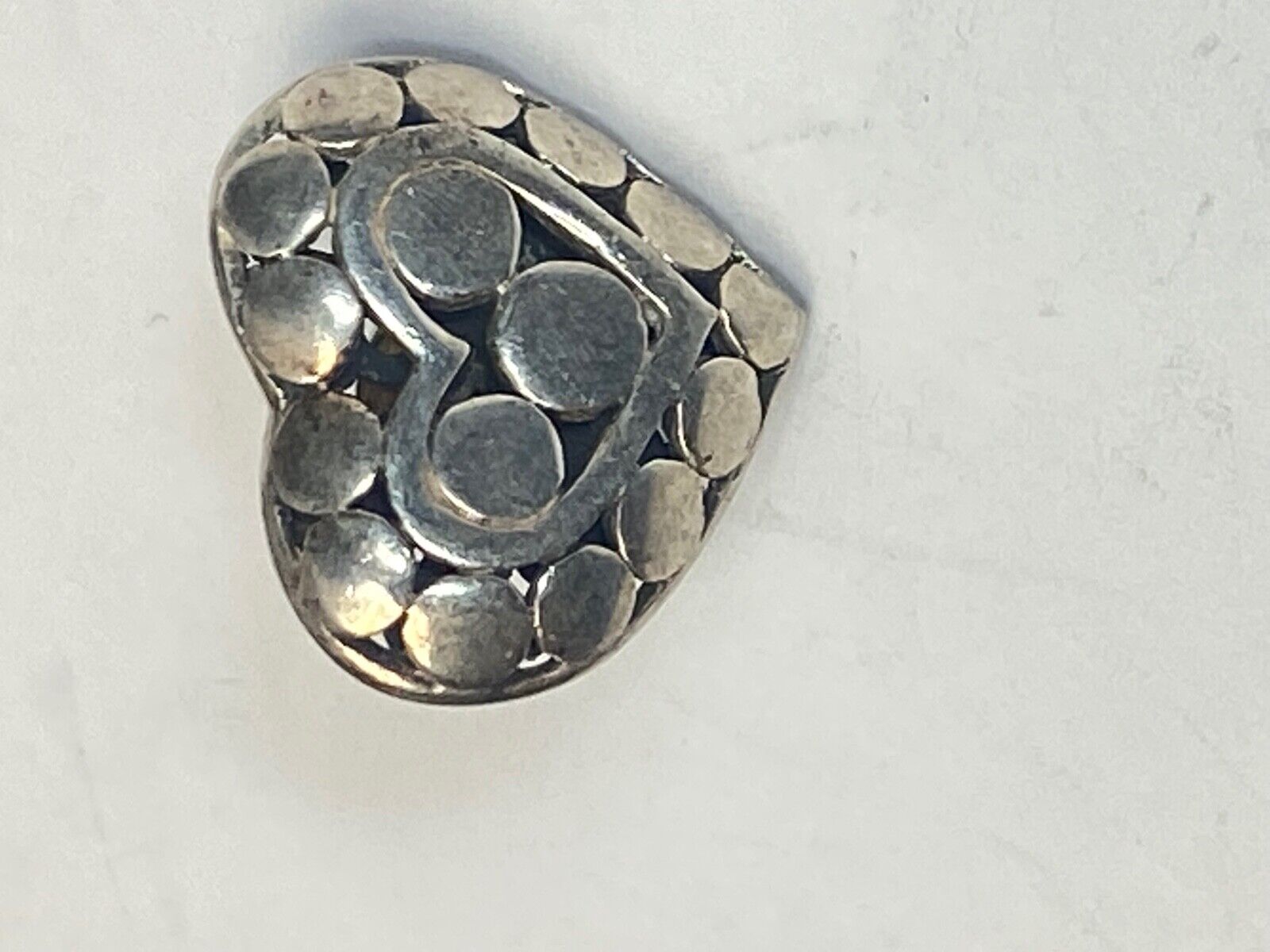 Adorable Heart Silver 925 Vintage See Thought Skeleton Southwestern Brooch 