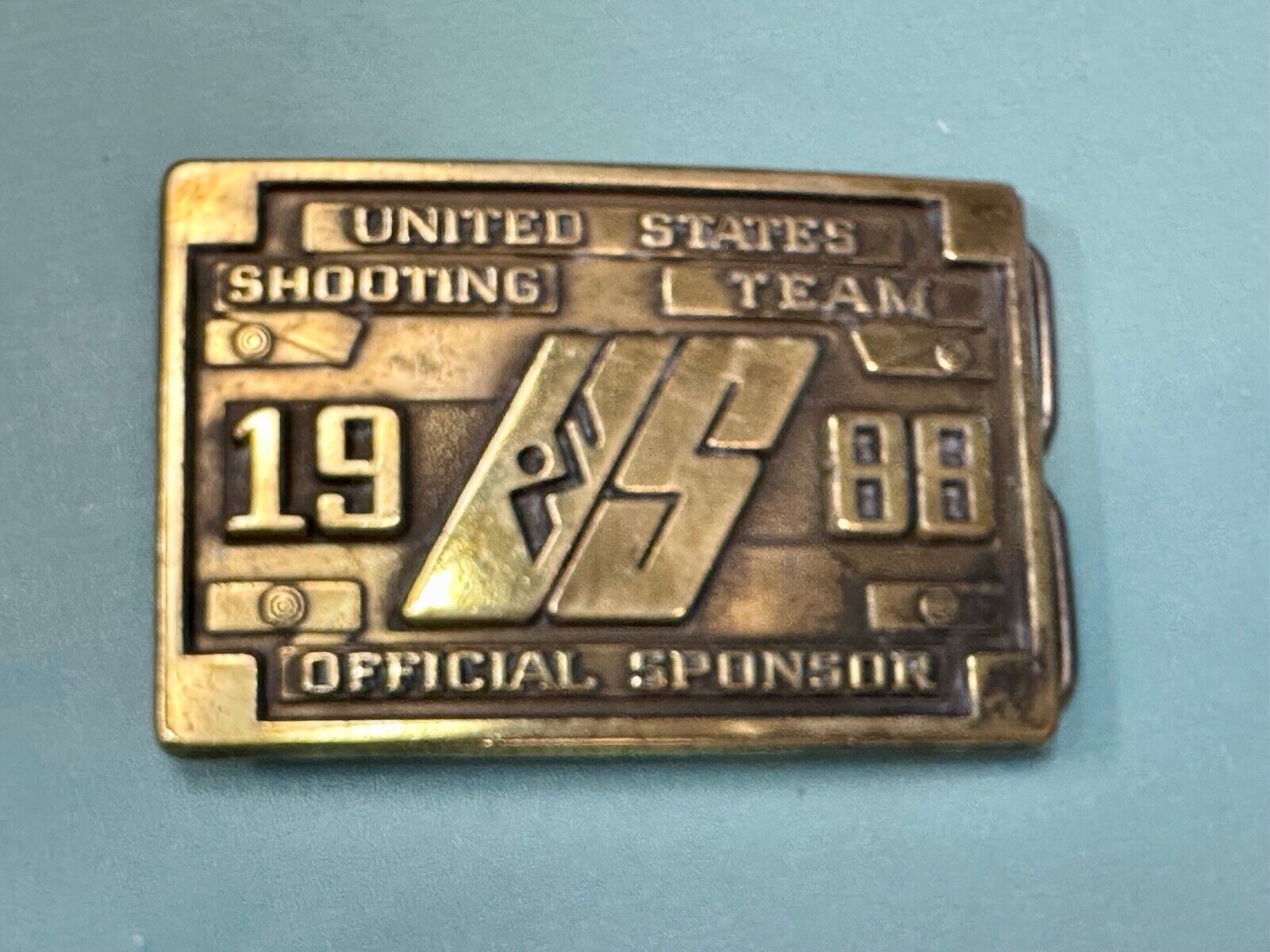 1988 Olympics US Shooting Team USA Belt Buckle Seoul Korea Official Sponsor