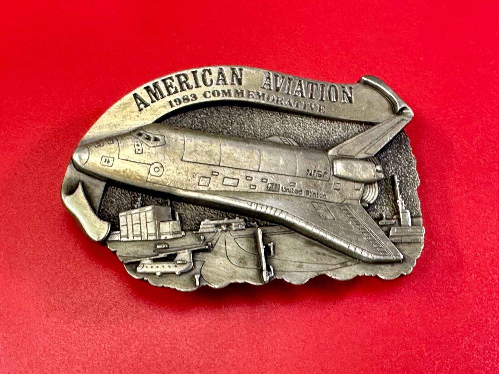 1983 American Aviation Commemorative Plane Pilots belt buckle by Arroyo Grande