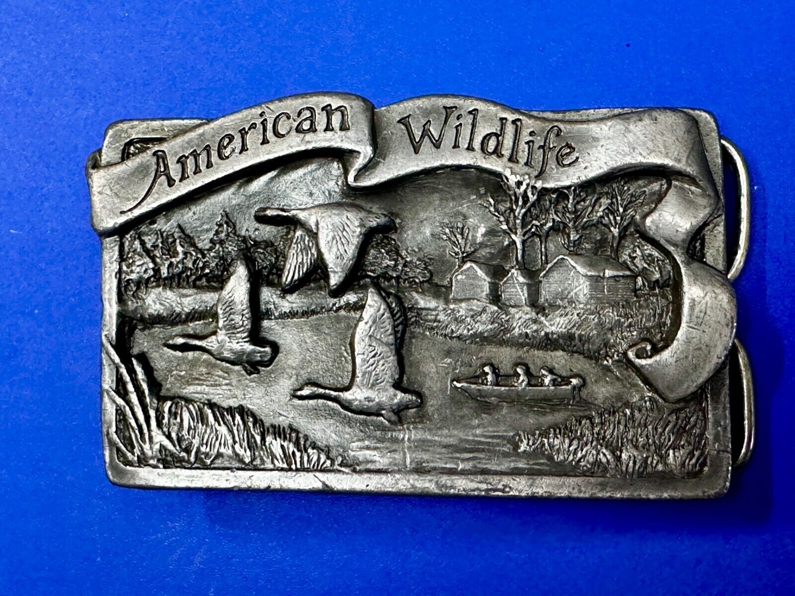 American Wildlife Birds Ducks Hunting Commemorative Vintage 1987 Belt Buckle