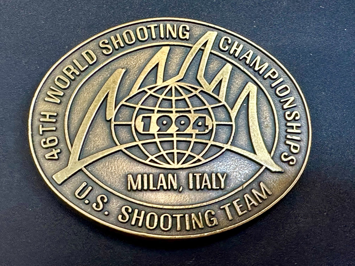 46TH World US Shooting Championship 1994 Milan Italy Commemorative Belt Buckle
